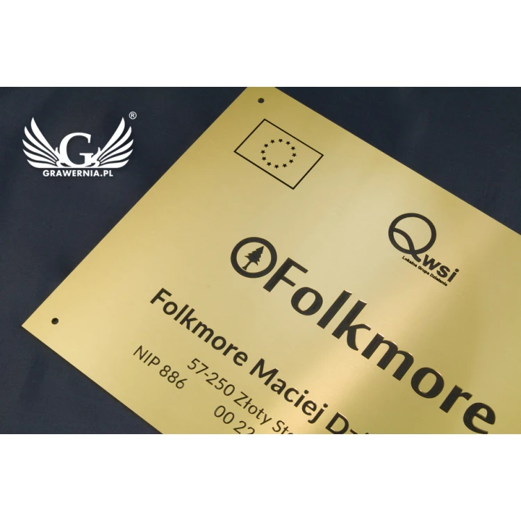 Company plaque - brushed and lacquered brass - blackened engraving - size 297x210 (A4)