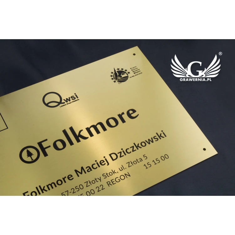 Company plaque - brushed and lacquered brass - blackened engraving - size 297x210 (A4)