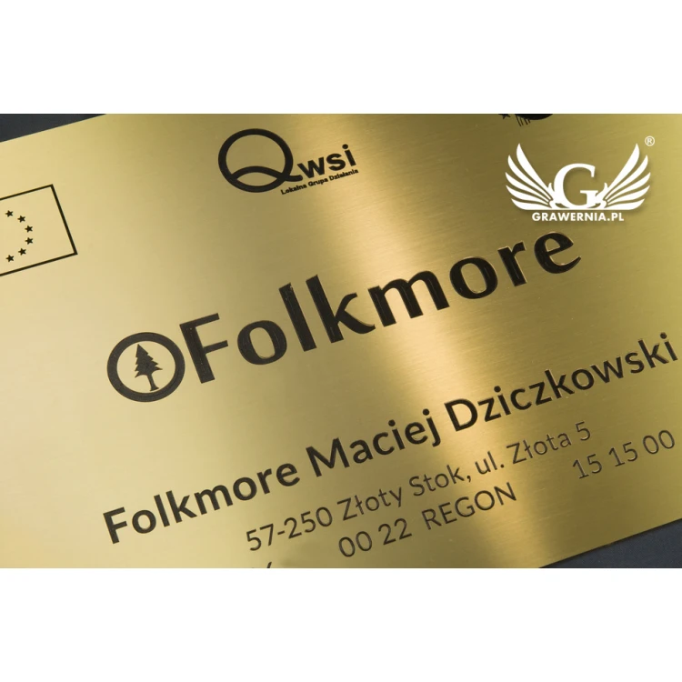 Company plaque - brushed and lacquered brass - blackened engraving - size 297x210 (A4)