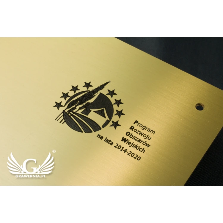 Company plaque - brushed and lacquered brass - blackened engraving - size 297x210 (A4)