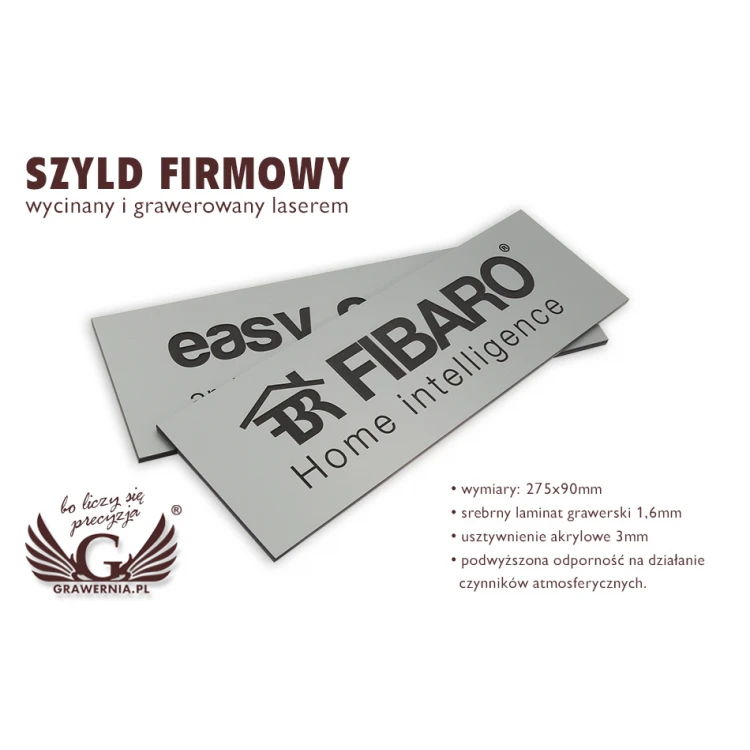 Company Sign - Silver Engraving Laminate Matte Exterior - SZ080 - Size 275x90mm