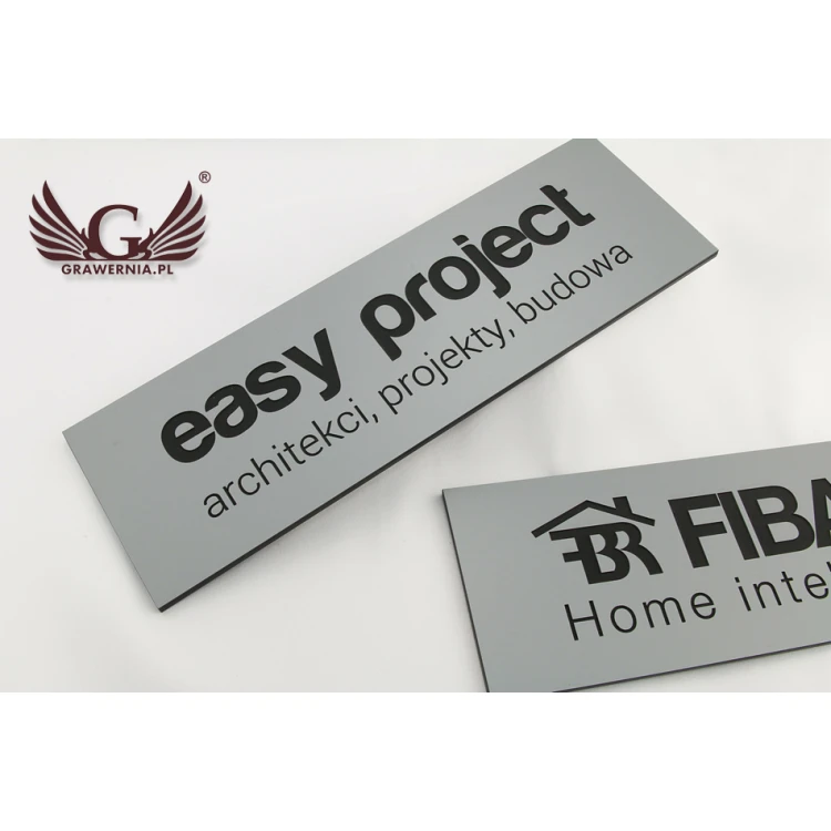 Company Sign - Silver Engraving Laminate Matte Exterior - SZ080 - Size 275x90mm
