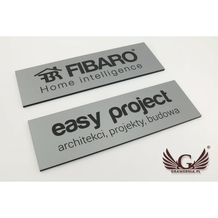 Company Sign - Silver Engraving Laminate Matte Exterior - SZ080 - Size 275x90mm
