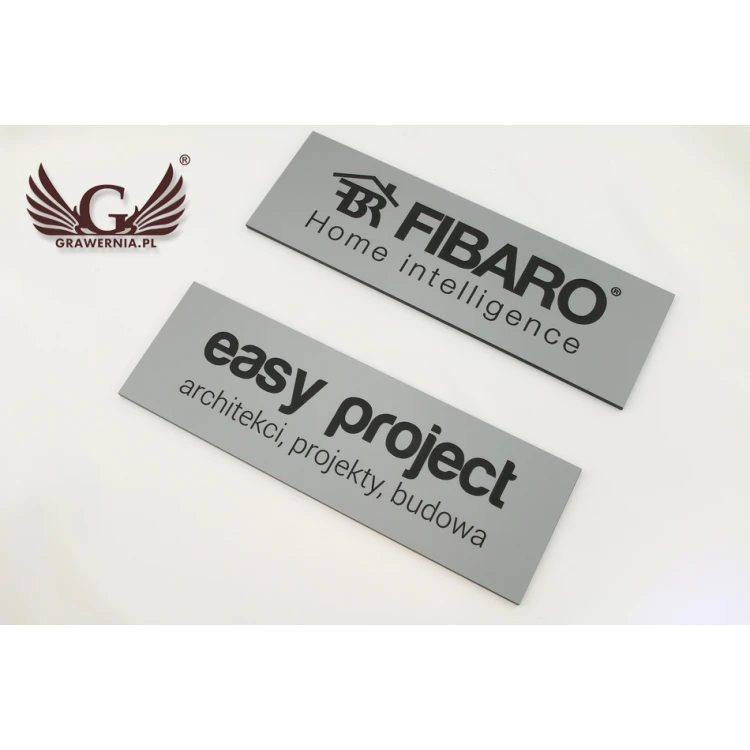 Company Sign - Silver Engraving Laminate Matte Exterior - SZ080 - Size 275x90mm
