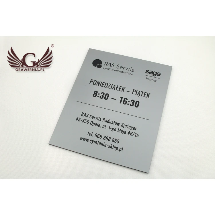 Company Sign - Silver Engraving Laminate Matte Exterior - SZ094 - Size 315x254mm