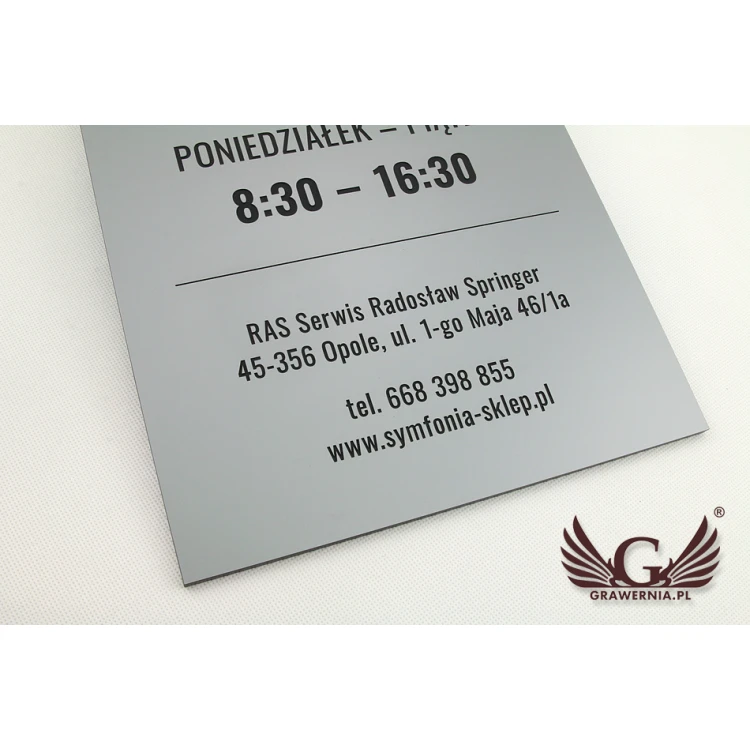 Company Sign - Silver Engraving Laminate Matte Exterior - SZ094 - Size 315x254mm