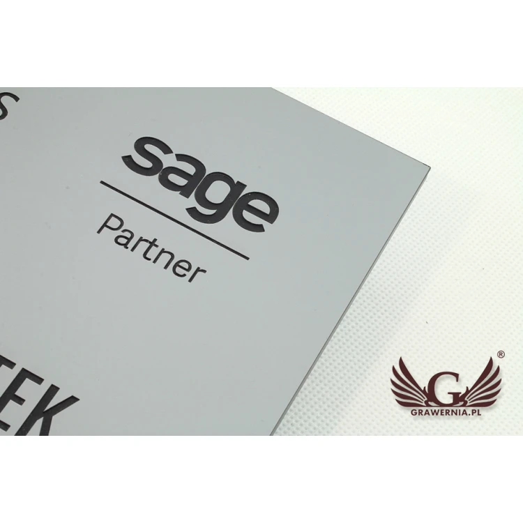 Company Sign - Silver Engraving Laminate Matte Exterior - SZ094 - Size 315x254mm