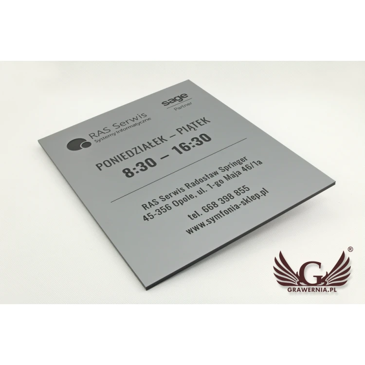 Company Sign - Silver Engraving Laminate Matte Exterior - SZ094 - Size 315x254mm