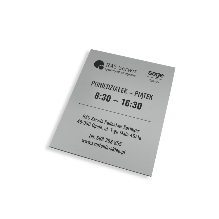 Company Sign - Silver Engraving Laminate Matte Exterior - SZ094 - Size 315x254mm