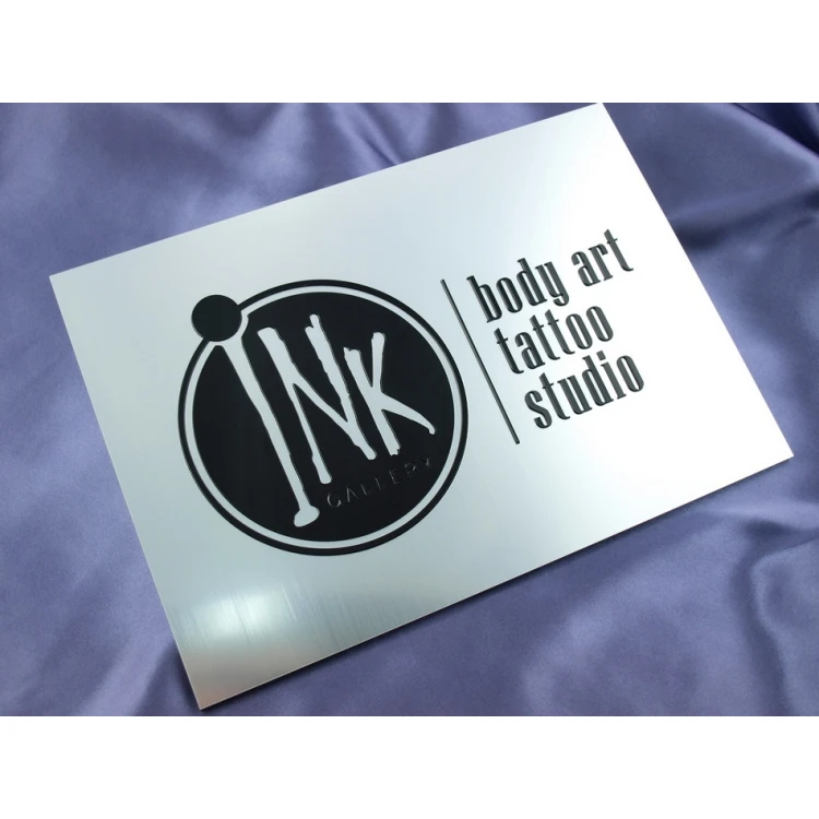 COMPANY SIGN with EMBOSSED LOGO - silver - SZ062 - dimensions 297x210mm (A4)