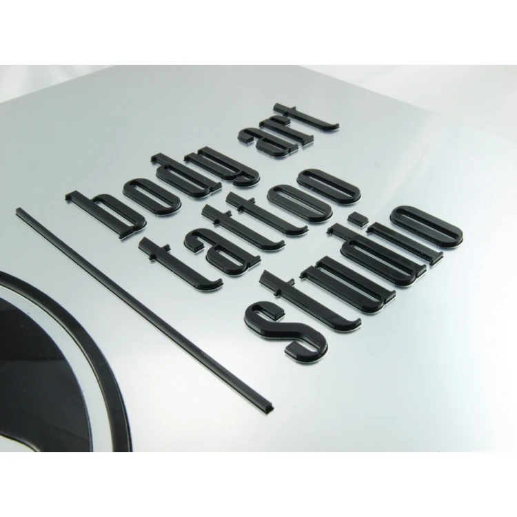 COMPANY SIGN with EMBOSSED LOGO - silver - SZ062 - dimensions 297x210mm (A4)