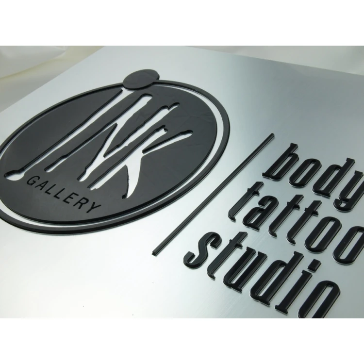 COMPANY SIGN with EMBOSSED LOGO - silver - SZ062 - dimensions 297x210mm (A4)