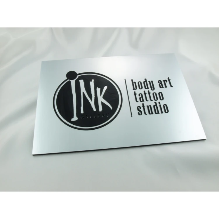 COMPANY SIGN with EMBOSSED LOGO - silver - SZ062 - dimensions 297x210mm (A4)