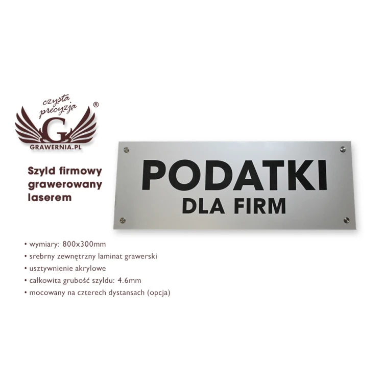 Company Sign - Silver External Engraving Laminate - SZ111 - Size 800x300mm