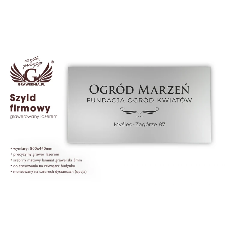 Company Sign - Silver Matte Engraving Laminate - Size 800x440mm - SZ115