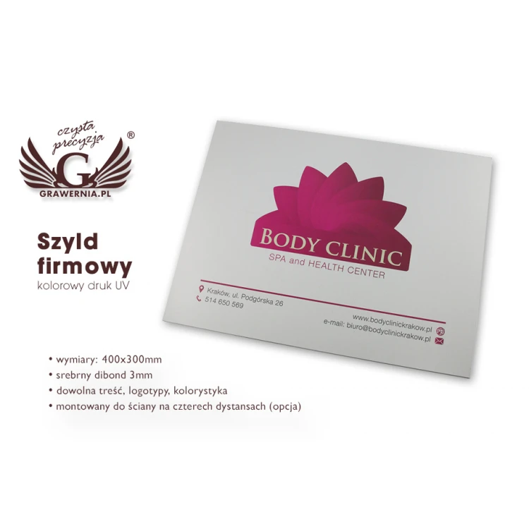 Company Signboard - size 400x300mm - DIBOND MAT 3mm - UV print - SZUV011