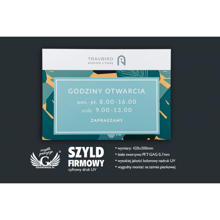 Company Signboard - size 420x300mm - white PVC material - SZ118
