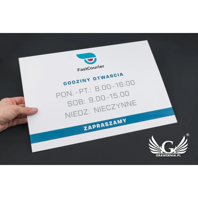 Company Signboard - size 420x300mm - white PVC material - SZ119