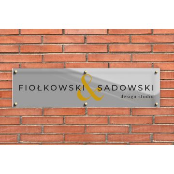 Company sign made of transparent plexi and dibond - UV print - dimensions 1100x287mm - SZ159