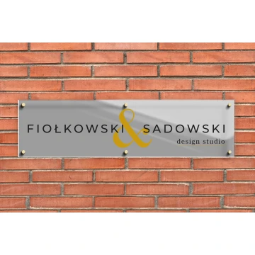 Company sign made of transparent plexi and dibond - UV print - dimensions 1100x287mm - SZ159