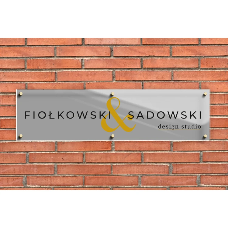Company sign made of transparent plexi and dibond - UV print - dimensions 1100x287mm - SZ159