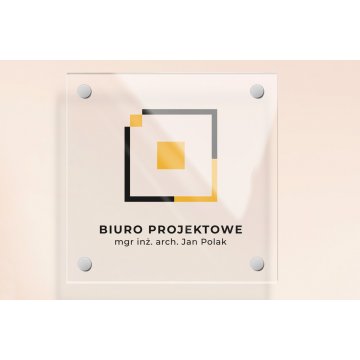 Company sign made of transparent plexi - UV print - dim. 192x192mm - SZ173