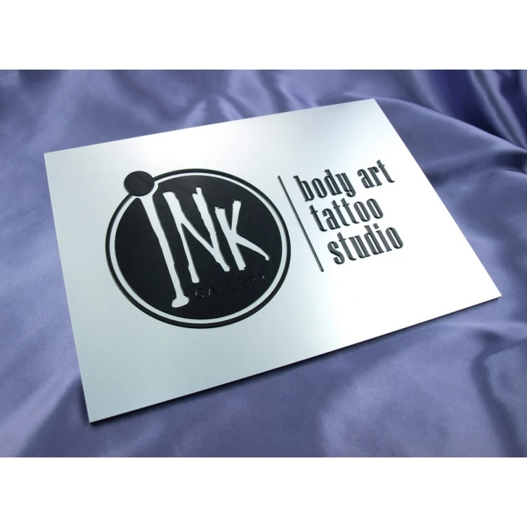 COMPANY SIGN with EMBOSSED LOGO - silver - SZ062 - dimensions 297x210mm (A4)