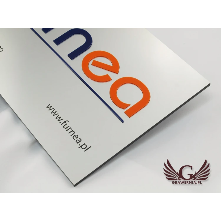 COMPANY SIGN with EMBOSSED LOGO - silver - SZ067 - dimensions 300x179mm