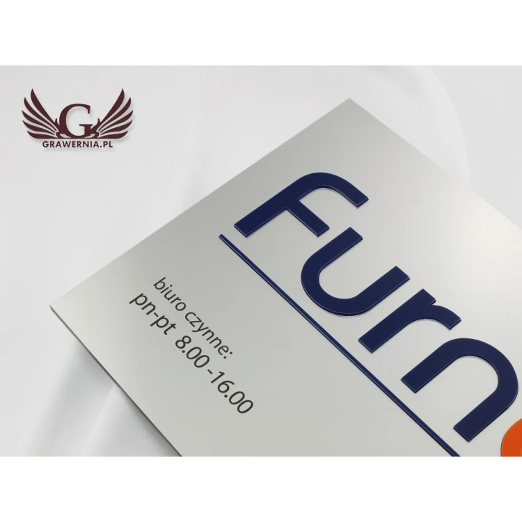 COMPANY SIGN with EMBOSSED LOGO - silver - SZ067 - dimensions 300x179mm