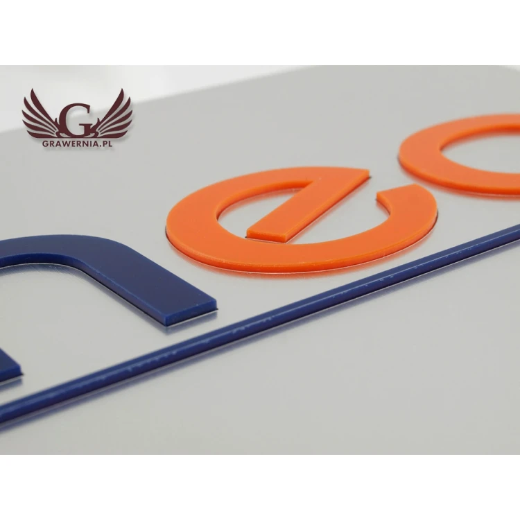 COMPANY SIGN with EMBOSSED LOGO - silver - SZ067 - dimensions 300x179mm