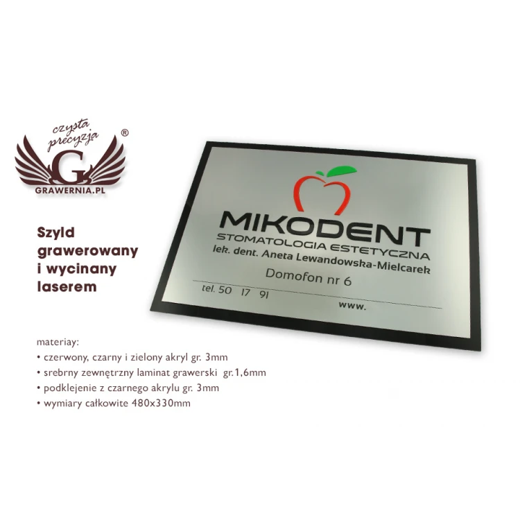 COMPANY SIGN with EMBOSSED LOGO - colorful - SZ095 - dimensions 480x330mm