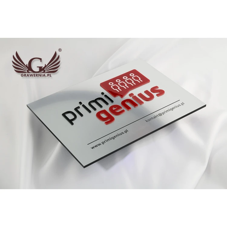 COMPANY SIGN with EMBOSSED LOGO - silver - SZ069 - dimensions 250x180mm