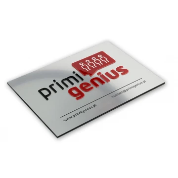 COMPANY SIGN with EMBOSSED LOGO - silver - SZ069 - dimensions 250x180mm