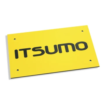 COMPANY SIGN with EMBOSSED LOGO - yellow - SZ068 - dimensions 300x179mm