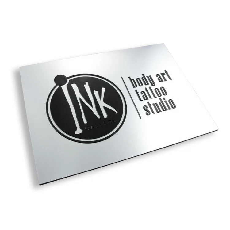 COMPANY SIGN with EMBOSSED LOGO - silver - SZ062 - dimensions 297x210mm (A4)