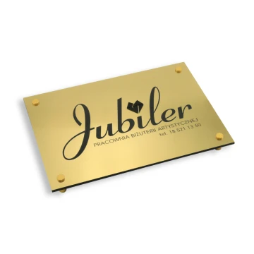 COMPANY SIGN with EMBOSSED LOGO - gold - SZ070 - dimensions: 297x210mm (A4 format)