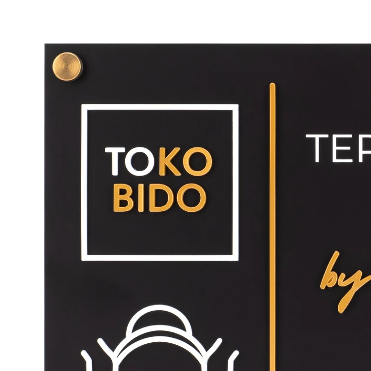 Company sign with raised logo - black laminate with white engraving - size 297x210mm - SZ182