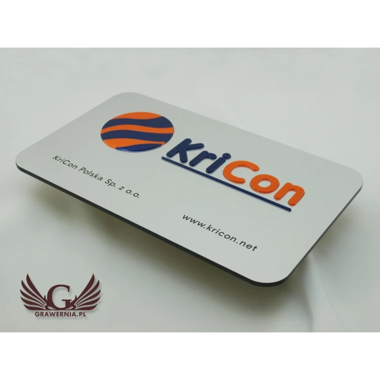 COMPANY SIGN with EMBOSSED LOGO - silver - SZ063 - dimensions 300x179mm