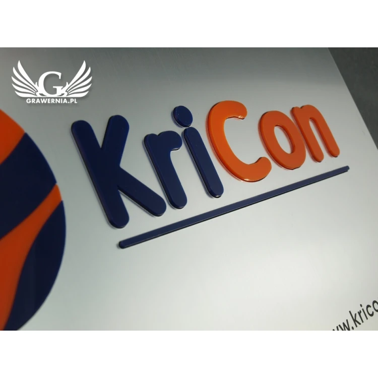 COMPANY SIGN with EMBOSSED LOGO - silver - SZ063 - dimensions 300x179mm