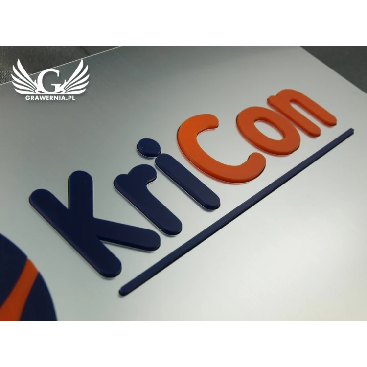 COMPANY SIGN with EMBOSSED LOGO - silver - SZ063 - dimensions 300x179mm