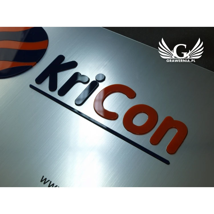COMPANY SIGN with EMBOSSED LOGO - silver - SZ063 - dimensions 300x179mm