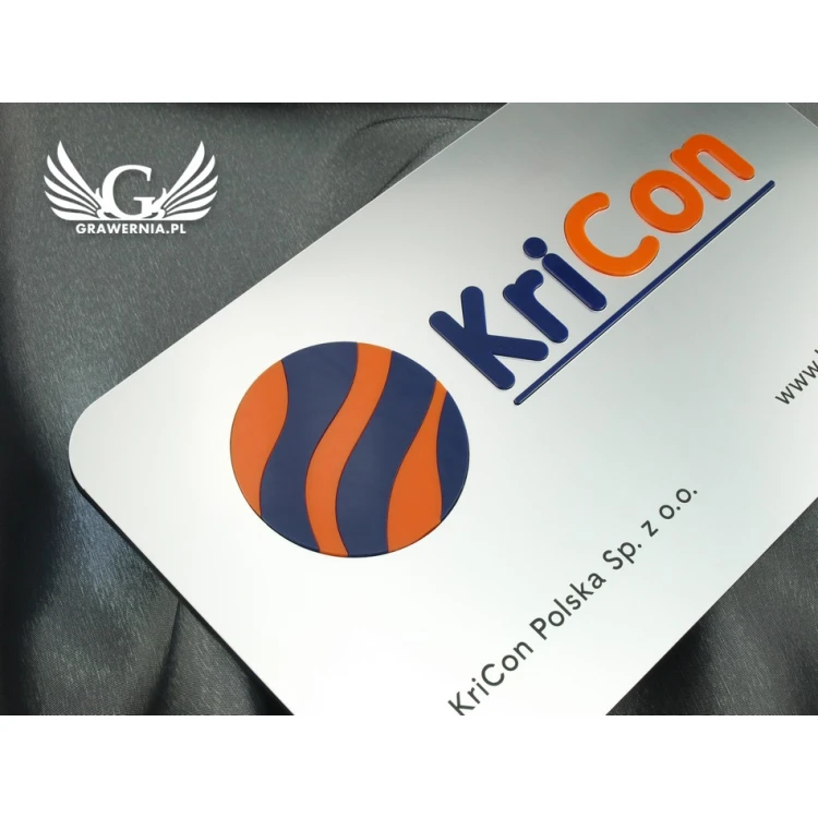 COMPANY SIGN with EMBOSSED LOGO - silver - SZ063 - dimensions 300x179mm