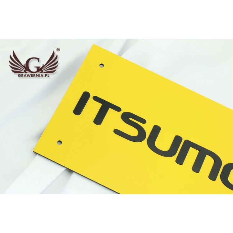 COMPANY SIGN with EMBOSSED LOGO - yellow - SZ068 - dimensions 300x179mm