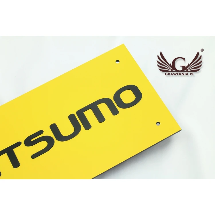 COMPANY SIGN with EMBOSSED LOGO - yellow - SZ068 - dimensions 300x179mm