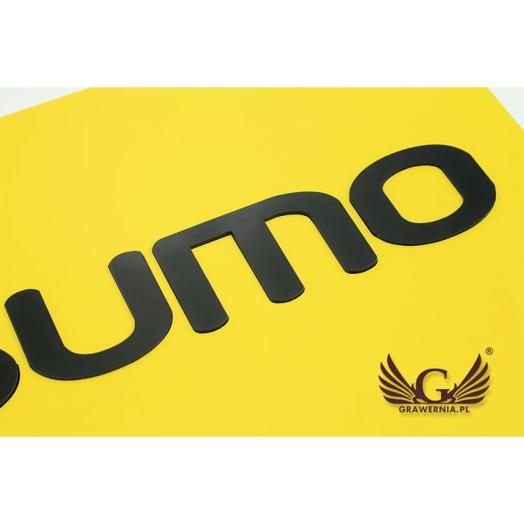 COMPANY SIGN with EMBOSSED LOGO - yellow - SZ068 - dimensions 300x179mm