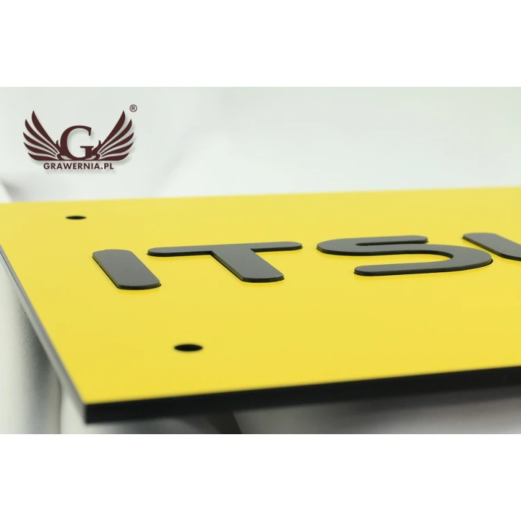COMPANY SIGN with EMBOSSED LOGO - yellow - SZ068 - dimensions 300x179mm