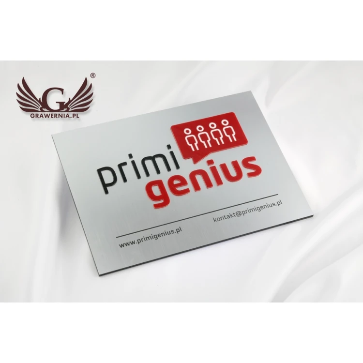 COMPANY SIGN with EMBOSSED LOGO - silver - SZ069 - dimensions 250x180mm