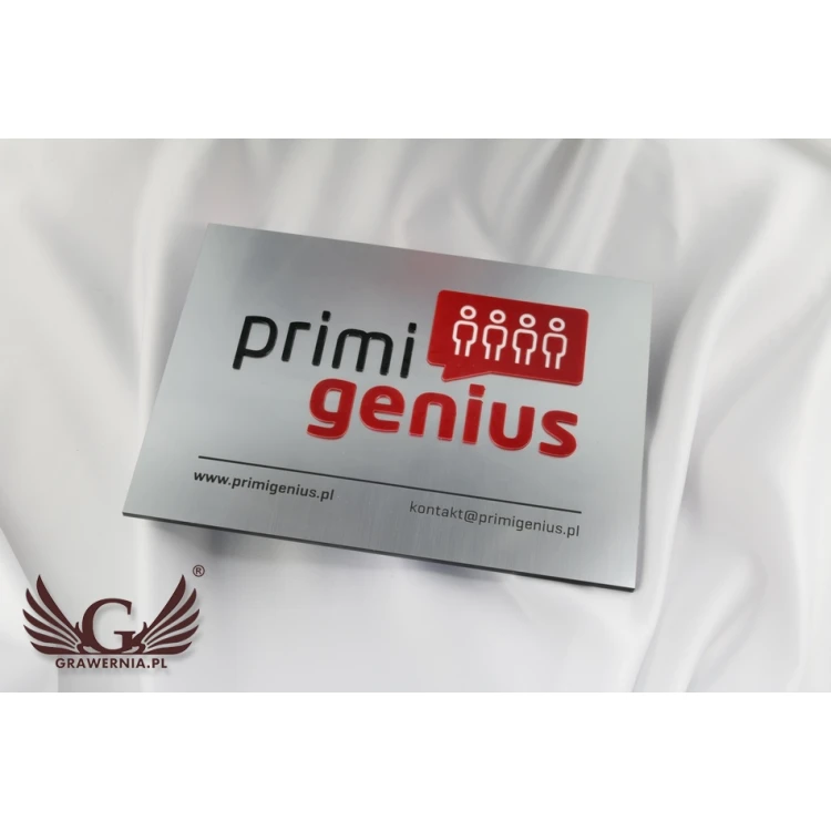 COMPANY SIGN with EMBOSSED LOGO - silver - SZ069 - dimensions 250x180mm