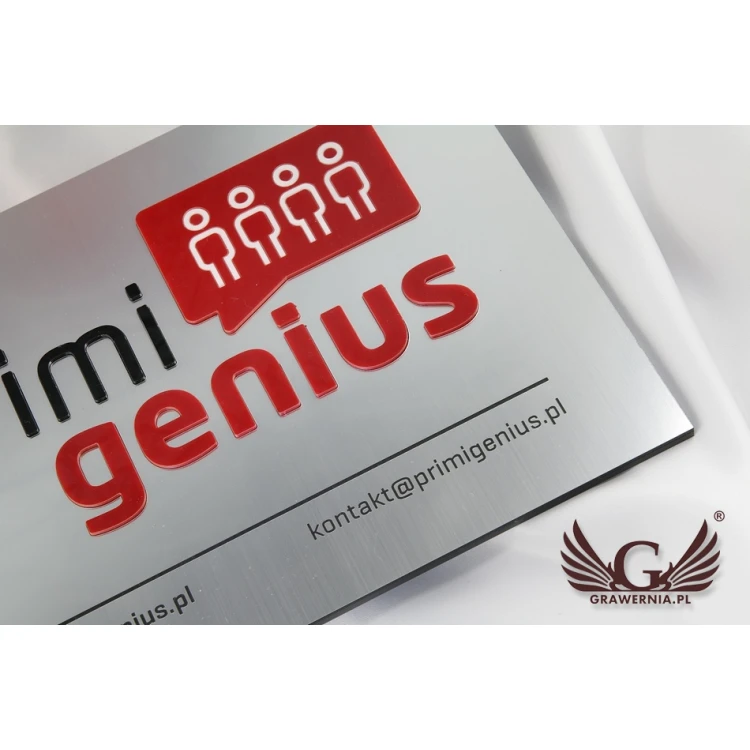 COMPANY SIGN with EMBOSSED LOGO - silver - SZ069 - dimensions 250x180mm
