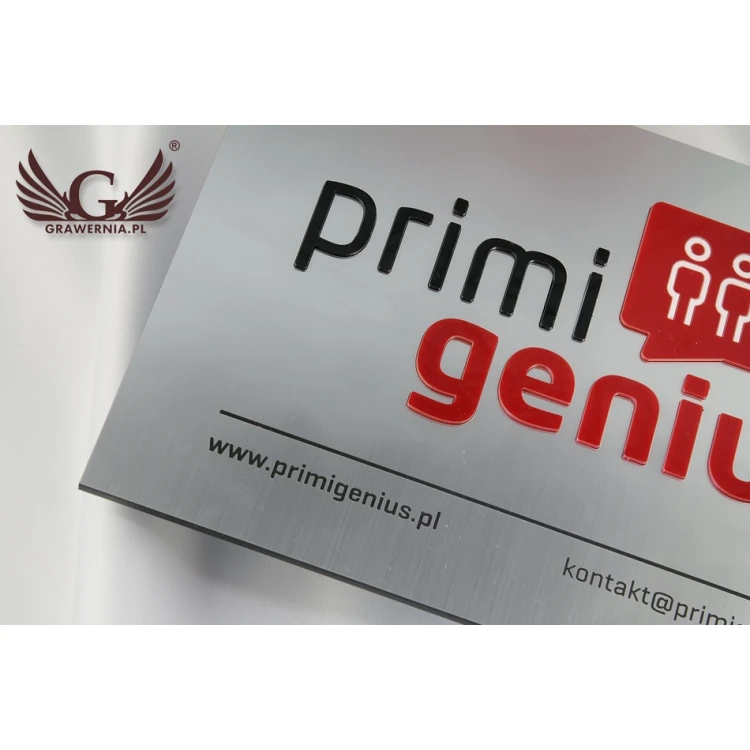 COMPANY SIGN with EMBOSSED LOGO - silver - SZ069 - dimensions 250x180mm